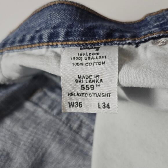Levi's  559  Relaxed Straight Leg Loose Cotton Denim Men's Blue Jeans Vtg 36x34 - Picture 10 of 14